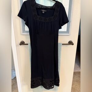 Style & Co. Black Midi Dress with Eyelet Trim